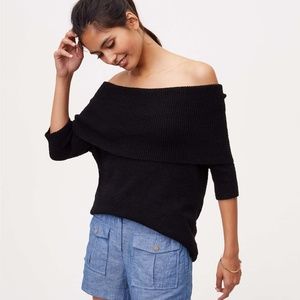 LOFT Off the Shoulder Ribbed Short Sleeve Sweater